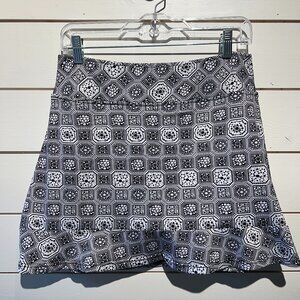 Golftini Pull On Ruffle Electric Slide Skort Medium Black White Golf Tennis